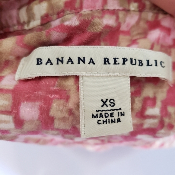 Banana Republic Pink Tan White Ruffle Tank Top XS - Picture 4 of 5